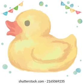 Pato de caucho acuarela. Ilustración vectorial.