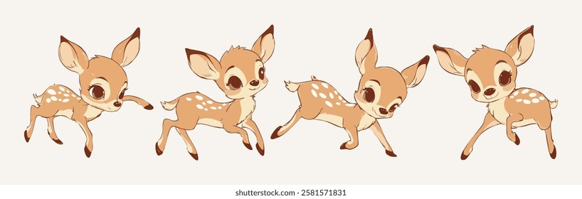 Watercolor Safari Animal Illustrations baby deer. Cute Safari Wildlife Watercolor Paintings Collection