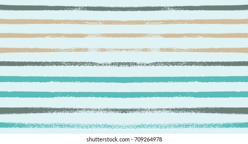 Watercolor Sailor Stripes Summer Pattern. Vector Brown, Grey, Turquoise, Purple Hand Painted Stripes for Textile Prints. Autumn Yellow Vintage Fabric Design. Trendy Hipster Retro Drawn Creative Lines.