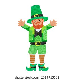 Watercolor Saint Patrick personaje leprechaun. Fiesta nacional irlandesa. Ilustración vectorial aislada en fondo blanco.