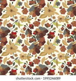 Watercolor sakura and thorns pattern. Seamless natural texture with blossom cherry tree branches. Hand drawn japanese flowers on light background. Floral vector illustration