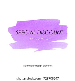 Watercolor sale banner. Special discount.