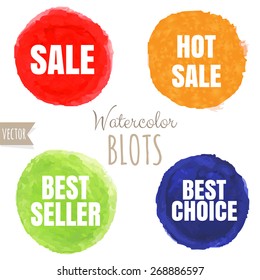 Watercolor Sale Blobs, Vector Illustration