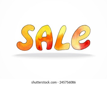 Watercolor sale vector tag. Watercolor design for sale tag. Vector watercolor design elements. Hand drawn element. 