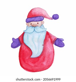 Watercolor Santa Christmas toy. Vector illustration.