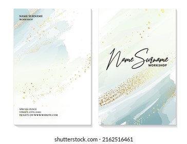 Watercolor save the date blue gold card wedding invitation, poster, birthday greeting card, minimal stationery  alcohol ink splash modern invitation  in vector 