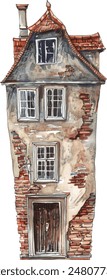 watercolor scandinavian houses clipart. Trendy scandi vector houses. Cute childish european buildings.