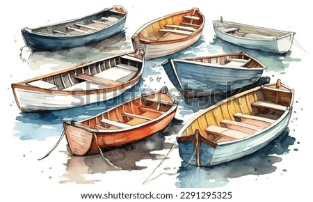 Watercolor Sea Boat on a Water Painting Demonstration wooden boat on blue water.