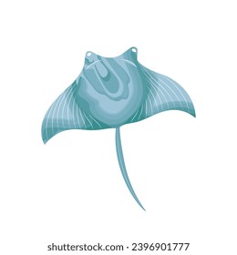 Watercolor sea stingray. Template for card, poster, banner, paper, fabric, textile. Vector illustration on isolated background in modern style.