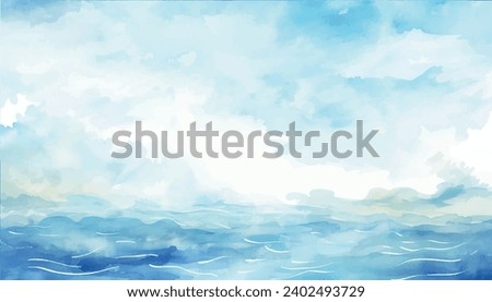 Watercolor sea waves blue background. abstract watercolor texture. Vector illustration