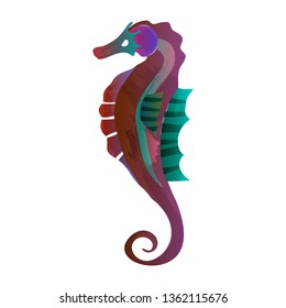 Watercolor seahorse, vector illustration.
