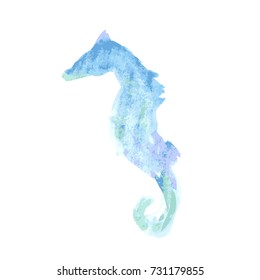 Watercolor seahorse, vector illustration.