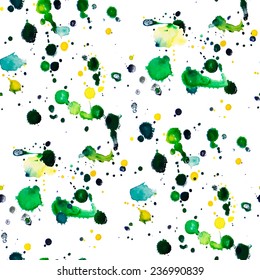 Watercolor seamless abstract background with colorful spots. Vector illustration.