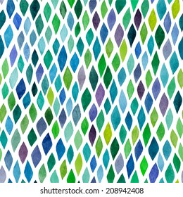 Watercolor seamless abstract hand-drawn pattern, endless modern background, abstract seamless repeat pattern with rhombs