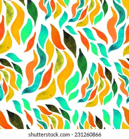 Watercolor seamless abstract hand-drawn pattern, endless modern background, abstract seamless repeat pattern with colorful waves.