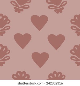 Watercolor seamless background with hearts. Vector element for your design.