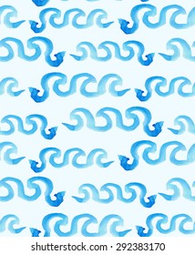 watercolor seamless blue Pattern. Vector hand-drawn background