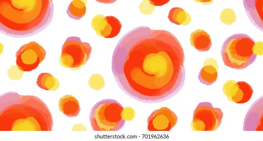 Watercolor seamless circles pattern hand painted . Vector illustration , fabric swatch ,wrapping paper. Autumn color background.