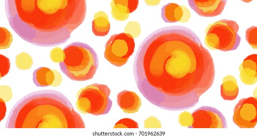 Watercolor seamless circles pattern hand painted . Vector illustration , fabric swatch ,wrapping paper. Autumn color background.