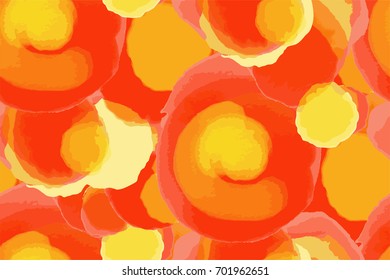 Watercolor seamless circles pattern hand painted . Vector illustration , fabric swatch ,wrapping paper. Autumn color background.