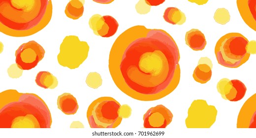 Watercolor seamless circles pattern hand painted . Vector illustration , fabric swatch ,wrapping paper. Autumn color background.