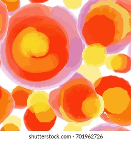 Watercolor seamless circles pattern hand painted . Vector illustration , fabric swatch ,wrapping paper. Autumn color background.