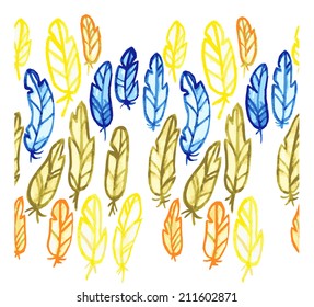 watercolor seamless feather pattern
