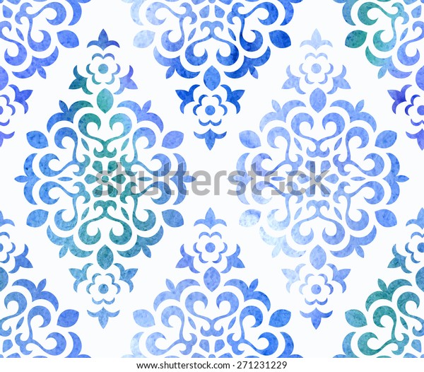 Watercolor Seamless Floral Ornament Vector Eps Stock Vector