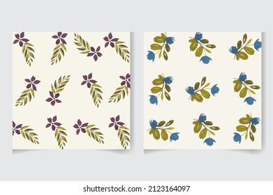 Acuarela de fondo de patrón floral sin fisuras. Flores y hojas florecientes pintadas a mano. Diseño suave para el papel de envoltura o papel tapiz, ilustración vectorial, textil, tejido, textura y otras impresiones.