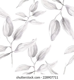 Watercolor seamless floral pattern with leaves