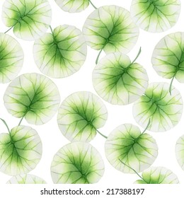 Watercolor Seamless floral pattern with lotus leaves 
