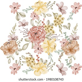 Watercolor seamless floral pattern, vector illustration. Horizontally and vertically repeatable. background. vector design