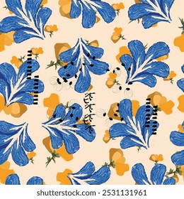 Watercolor seamless floral pattern. Vector, hand made, cute, textile and fabric design. 
