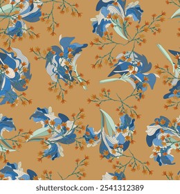 Padrão floral sem costura aquarela. Vetor, feito à mão, bonito, design têxtil e de tecido. 
