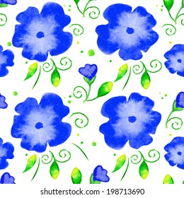 Watercolor seamless floral vector background. Can be used for wallpaper, background, surface textures, pattern fills, pack, web page.