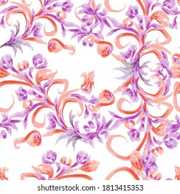 watercolor seamless flower pattern. digital vector illustration.
