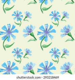 Watercolor seamless flowers pattern. Vector hand-drawn background