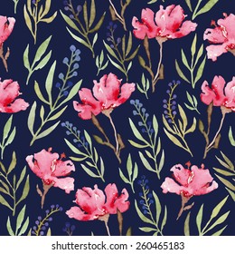 Watercolor seamless flowers pattern for wrapping or tissue