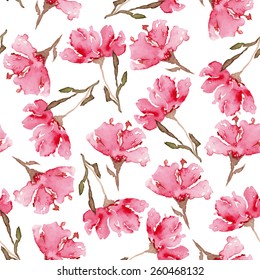 Watercolor seamless flowers pattern for wrapping or tissue