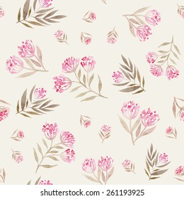 Watercolor seamless flowers pattern for wrapping or tissue