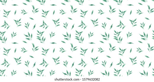 Watercolor Seamless Leaves Pattern Design 
