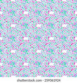 Watercolor seamless pattern with abstract flowers on the white background, aquarelle.  Vector illustration. Hand-drawn decorative element useful for invitations, scrapbooking, design.