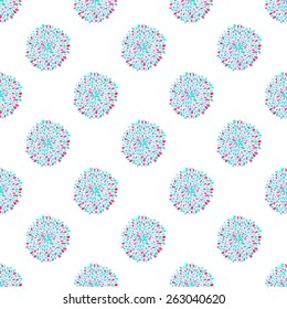Watercolor seamless pattern with abstract flowers on the white background, aquarelle.  Vector illustration. Hand-drawn decorative element. Real watercolor painting