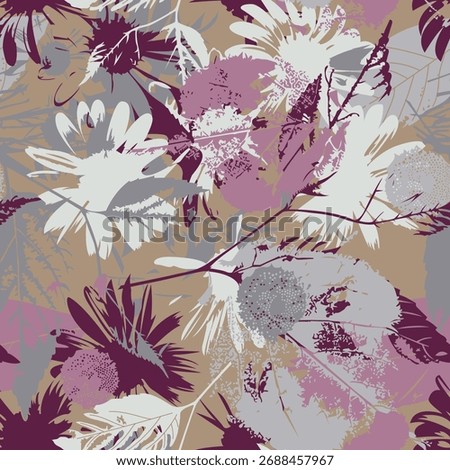Watercolor seamless pattern, background with a floral pattern. aster, poppy, cornflower, viola, field or garden flowers Watercolor Vintage seamless pattern with drawing  poppy flowers.