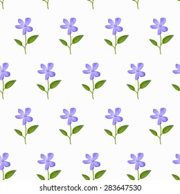 Watercolor seamless pattern - blue flowers on a white background.