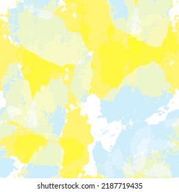 watercolor seamless pattern, blue yellow colors summer print, artistic Ukrainian abstract background