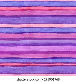 Watercolor seamless pattern borders. Pink , purple, lilac, red horizontal strips.Hand drawing painting background . Backdrop, background, fabric, Wallpaper. Vector. Summer, travel, vacation design