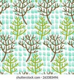 watercolor seamless pattern with branches