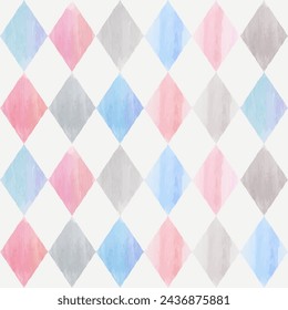 Watercolor seamless pattern, checkered background. Vector illustration.  Texture for fabric, wrapping, wallpaper, print