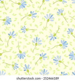 Watercolor seamless pattern with cornflowers